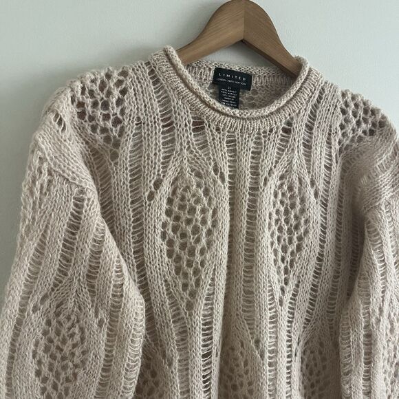 Limited Y2K Mohair Open Knit Crop Sweater S Oversized Boxy Soft Girl Grunge 90s - Picture 7 of 9